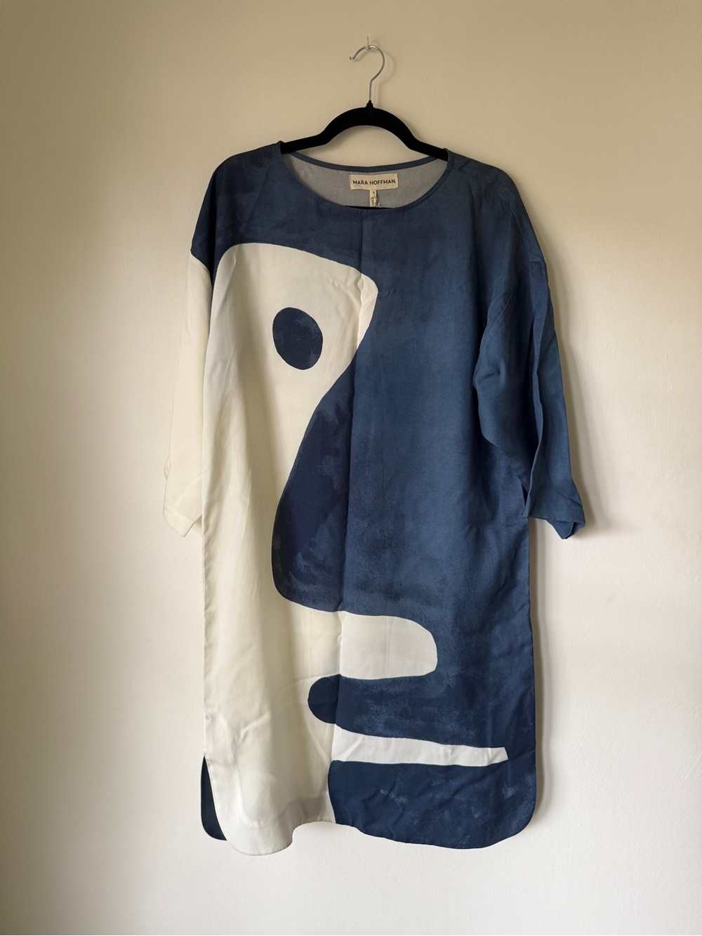 Mara Hoffman Wilma Abstract Face Dress in Blue and White